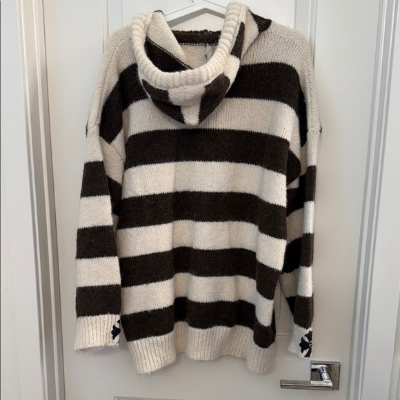 Striped Brown and Cream Hooded Sweater - Picture 11 of 12